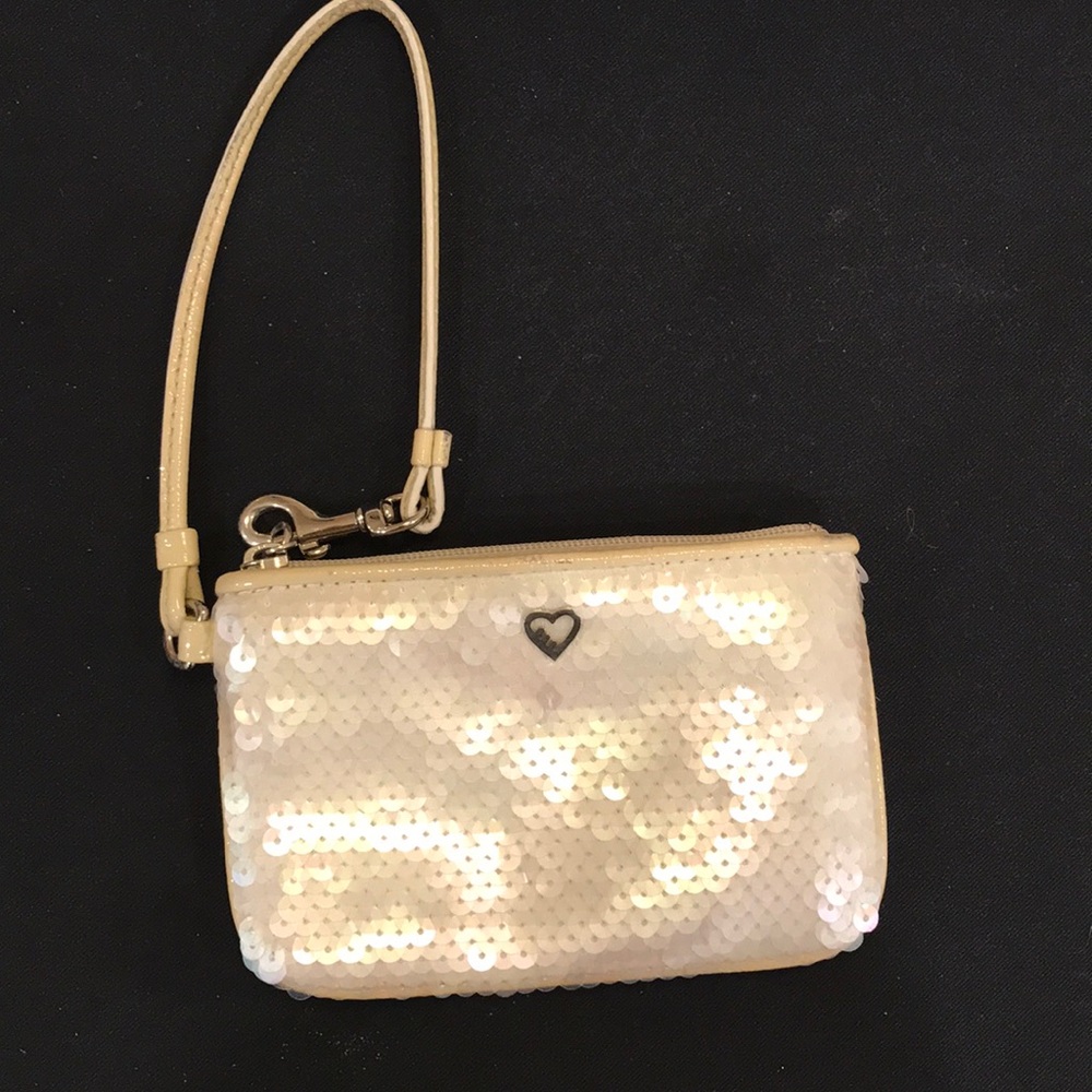 Coach white sequin wristlet